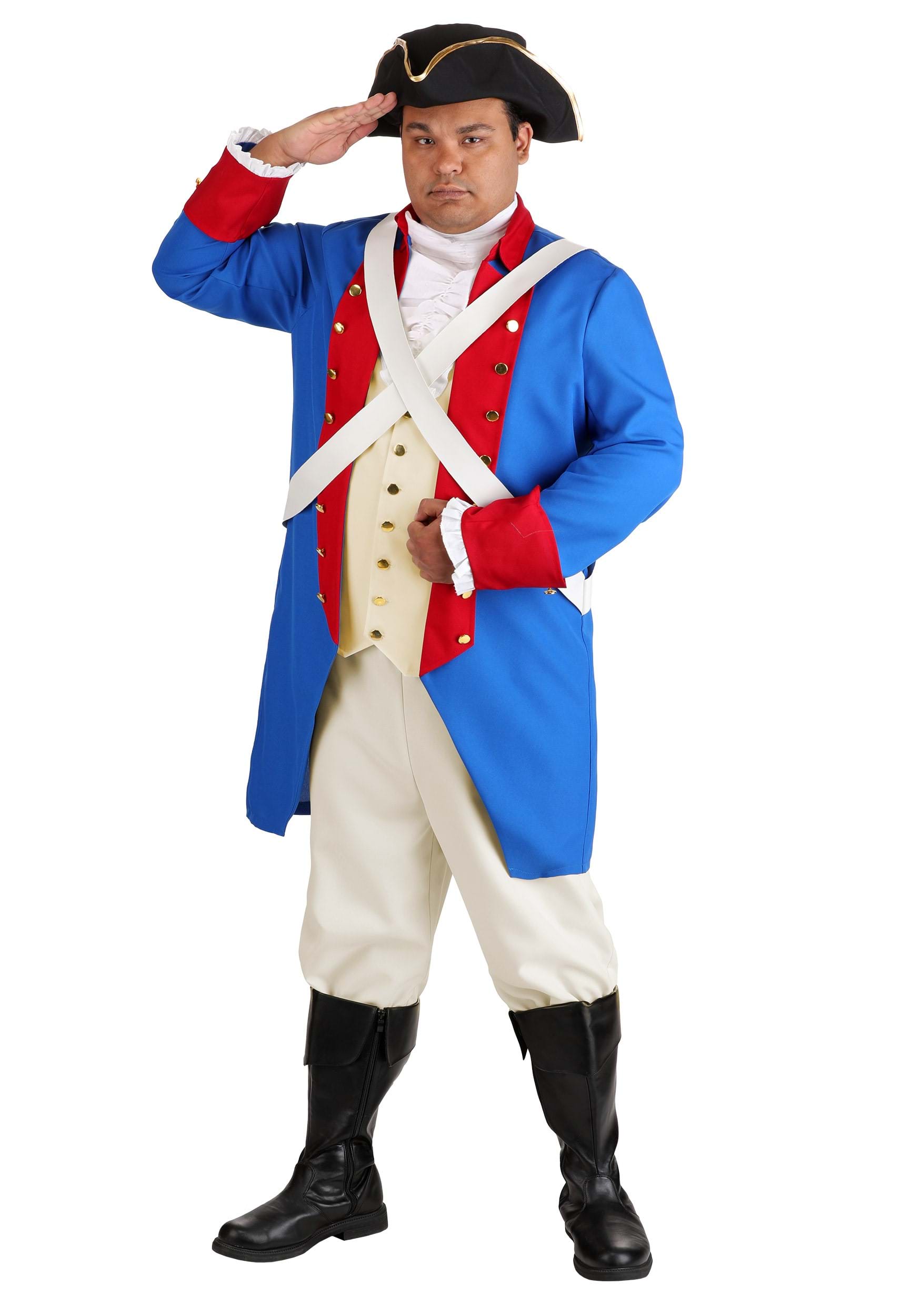 Plus Size American Revolution Soldier Costume for Men | Historical Costumes