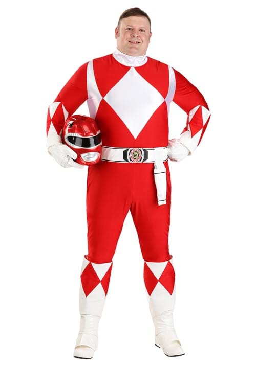 Men's Plus Size Authentic Power Rangers Red Ranger Costume | Power ...