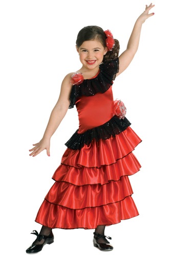 Girls Spanish Flamenco Dancer Costume