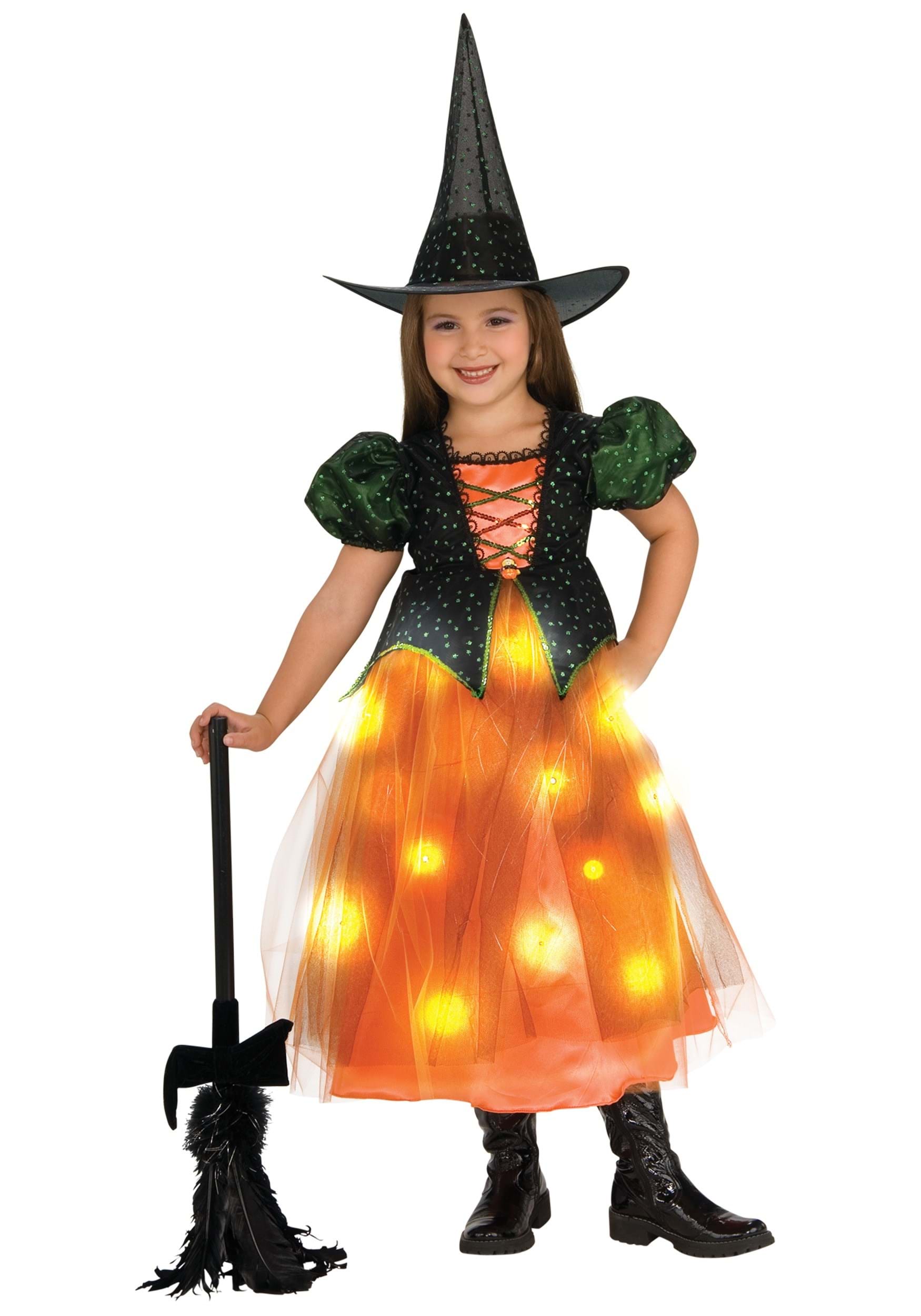 Twinkle Witch Costume For Girls , Light Up Dress W/ Hat