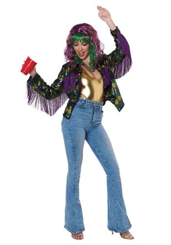 Mardi Gras Sequin with Fringe Trim Women's Jacket | Costume Jackets