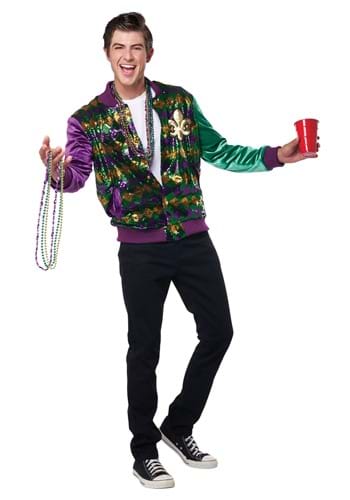 Mardi Gras Sequin and Velour Varsity Adult Bomber Jacket | Mardi Gras Costumes