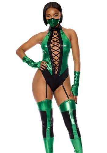 Womens Sexy Green Video Game Kombat Fighter