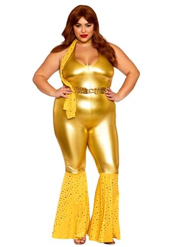Women's Plus Size Gold Disco Fox Adult Costume | Disco Costumes