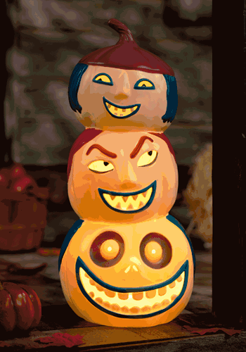 18 Inch Lock, Shock and Barrel Light-Up Pumpkins Decoration | Nightmare Before Christmas Decor