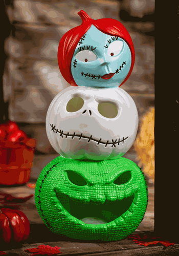 19-Inch Jack, Sally and Oogie Boogie Pumpkin Light Up Decoration | Disney Decorations