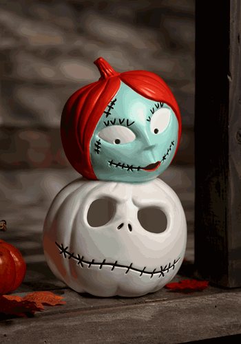12-Inch Disney Light Up Jack and Sally Pumpkin Stack Decoration | Disney Decorations