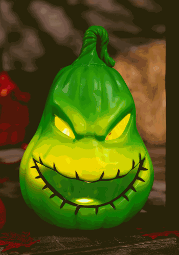 12-Inch Nightmare Before Christmas Light Up Oogie Boogie Pumpkin Decoration | Halloween Decorations