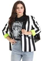 Womens White and Black Stripe Blazer Alt 5