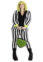 Womens White and Black Stripe Blazer Alt 7