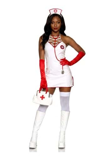 Womens Sexy Strappy Nurse Costume New