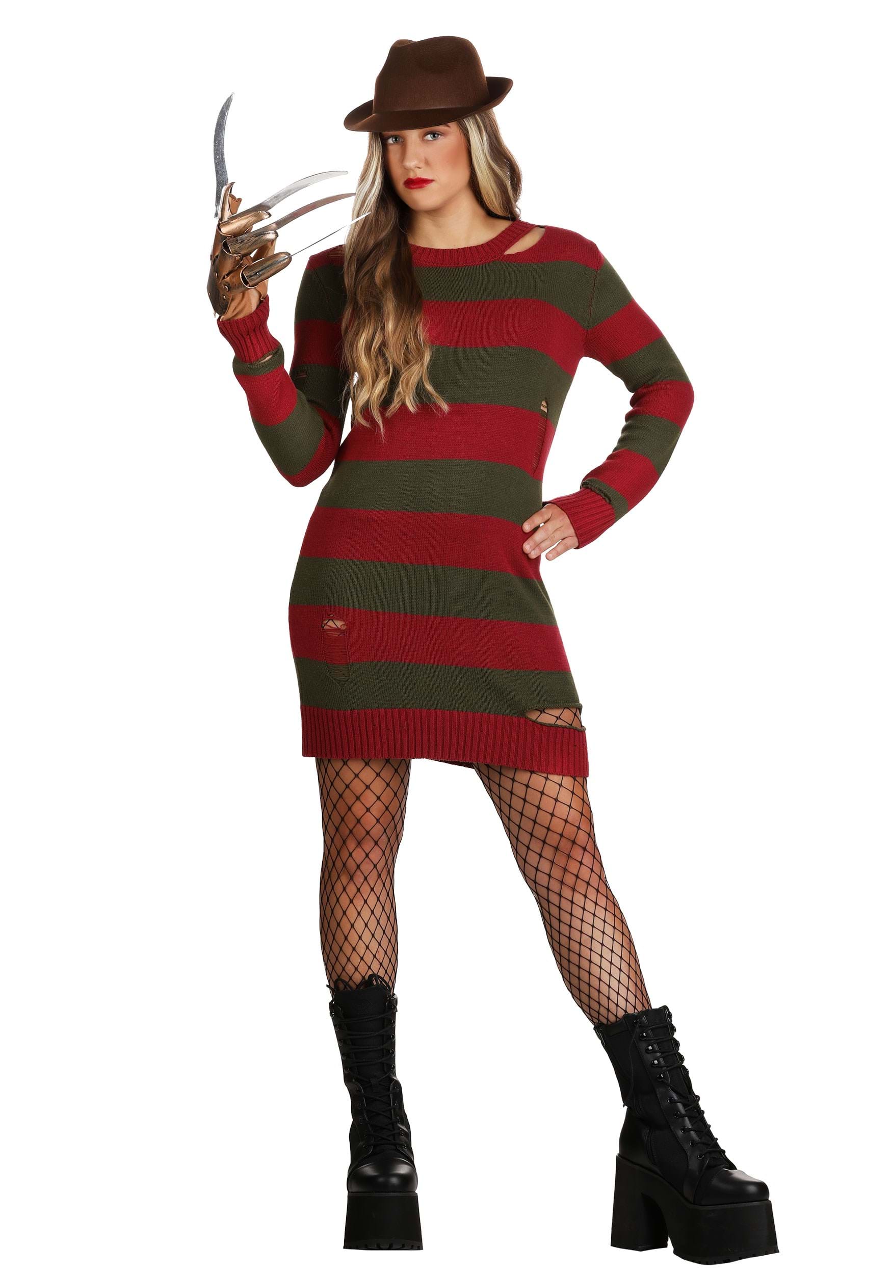Women's Distressed Nightmare on Elm Street Sweater Dress | Freddy Krueger Costumes