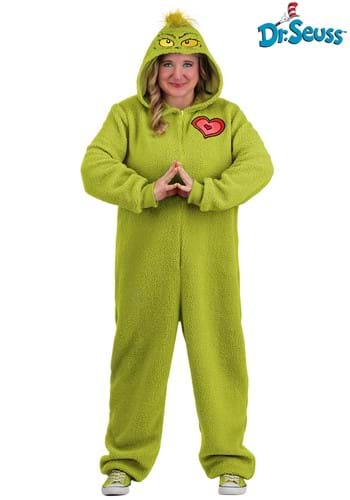 Plus Size Grinch Adult Costume Onesie | Christmas Costumes