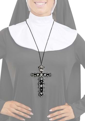 Religious Black Cross Costume Pendant Accessory | Nun Accessories