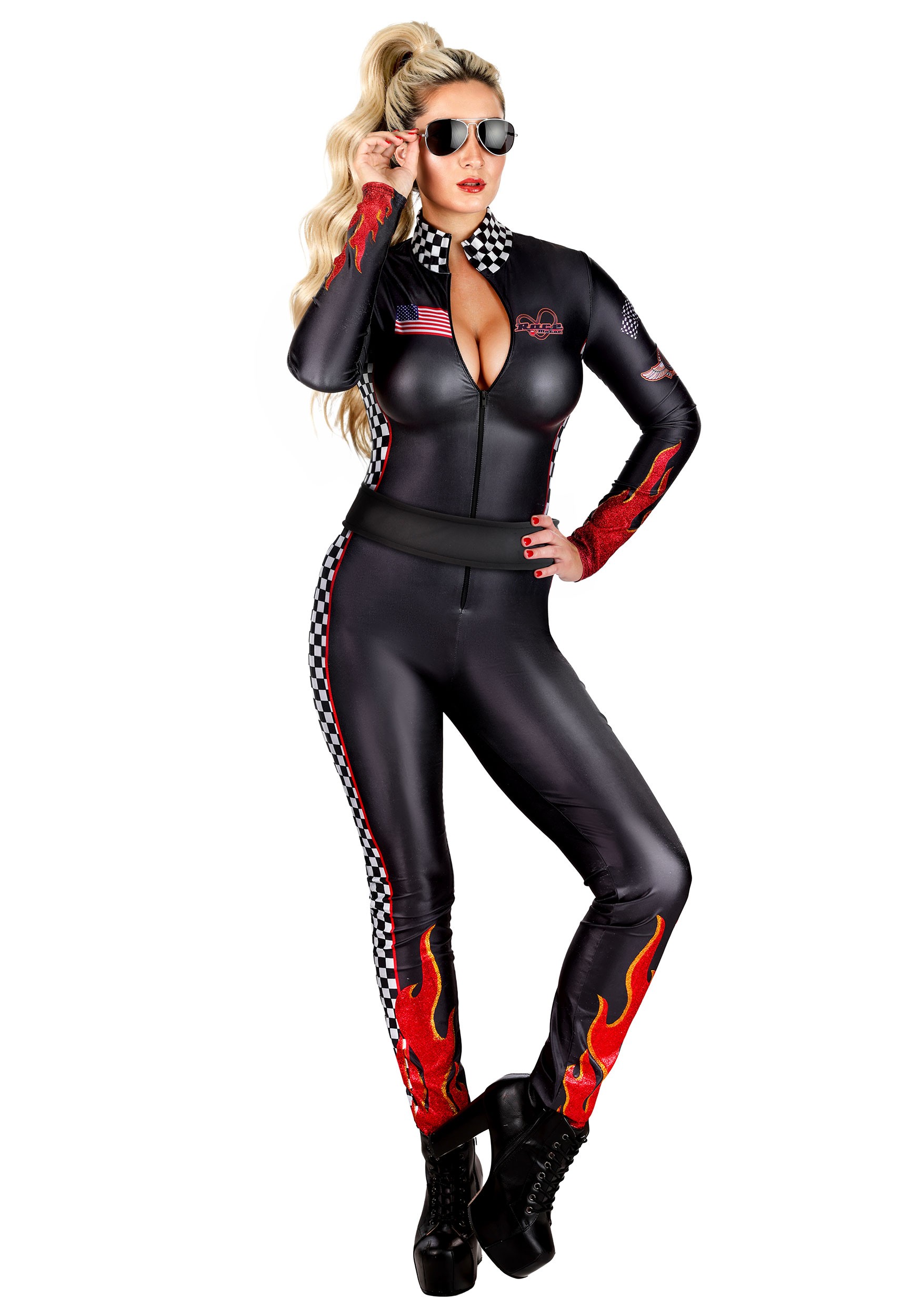 Women's Fiery Race Car Driver Costume | Race Car Costumes
