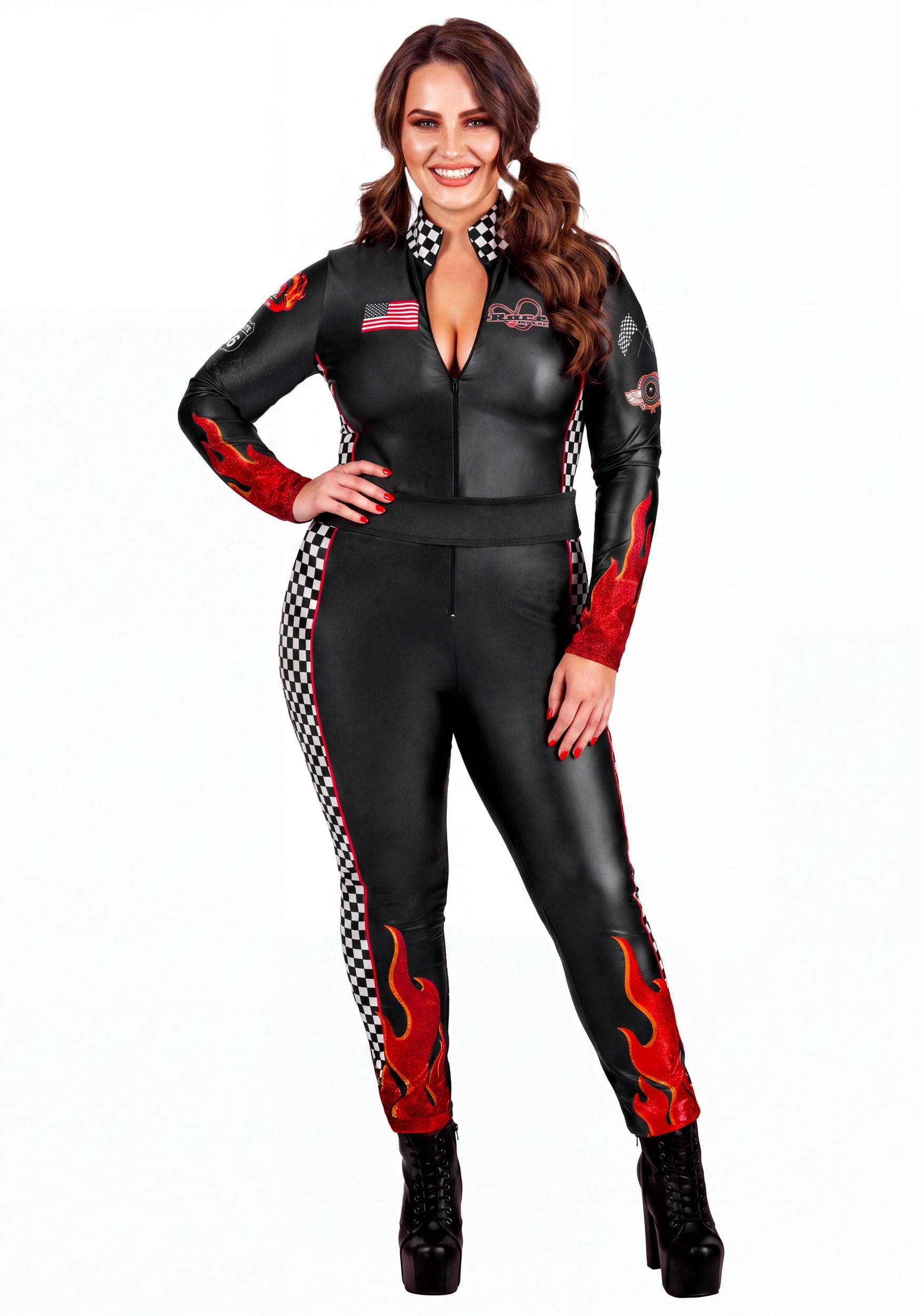 Plus Size Fiery Race Car Driver Costume for Women | Race Car Costumes