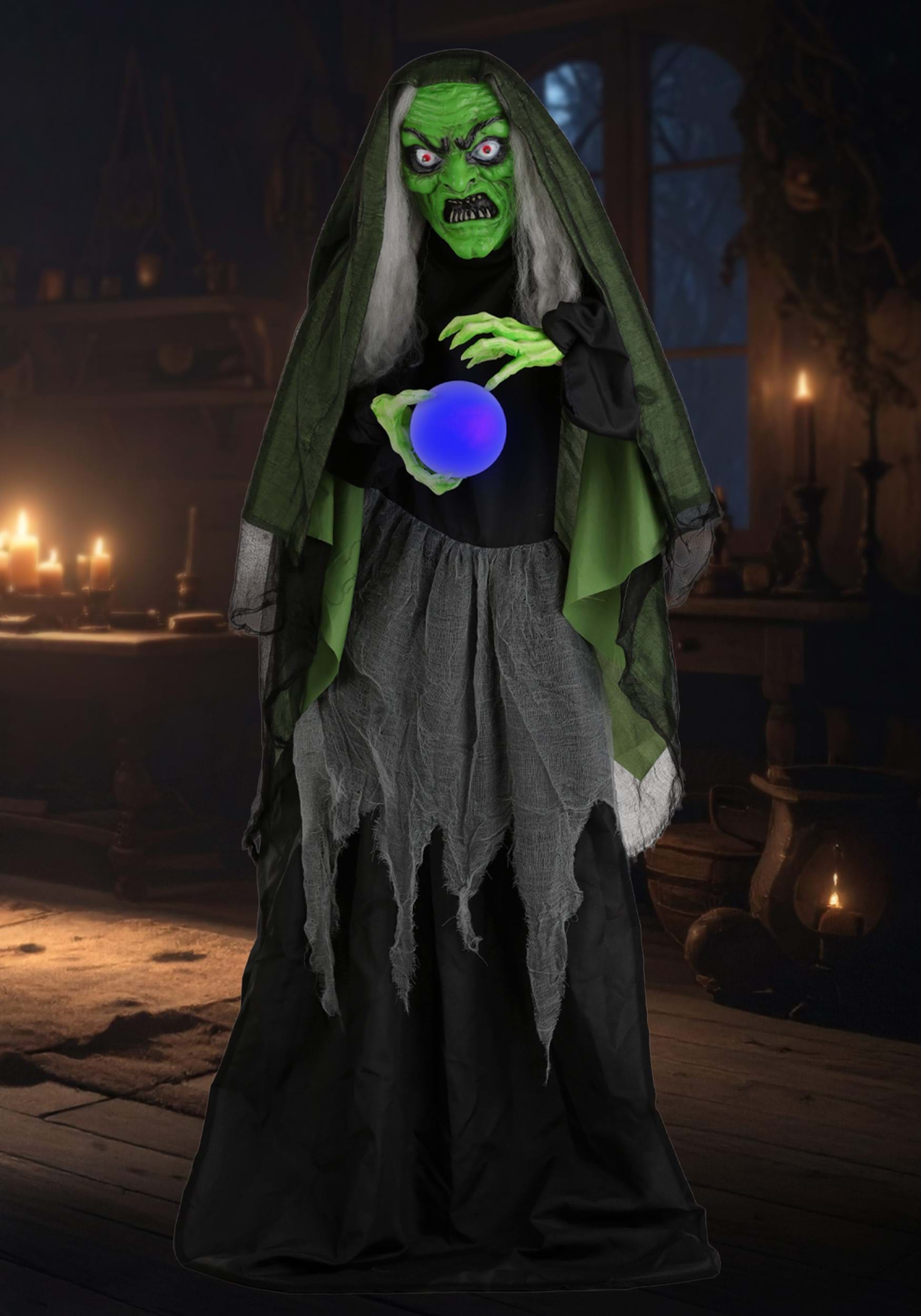 5FT Animatronic Curse-Casting Witch Decoration - Scream Saver | Halloween Animatronics