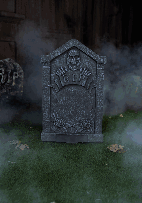 Jump Scare Skull and Tombstone Animated Decoration
