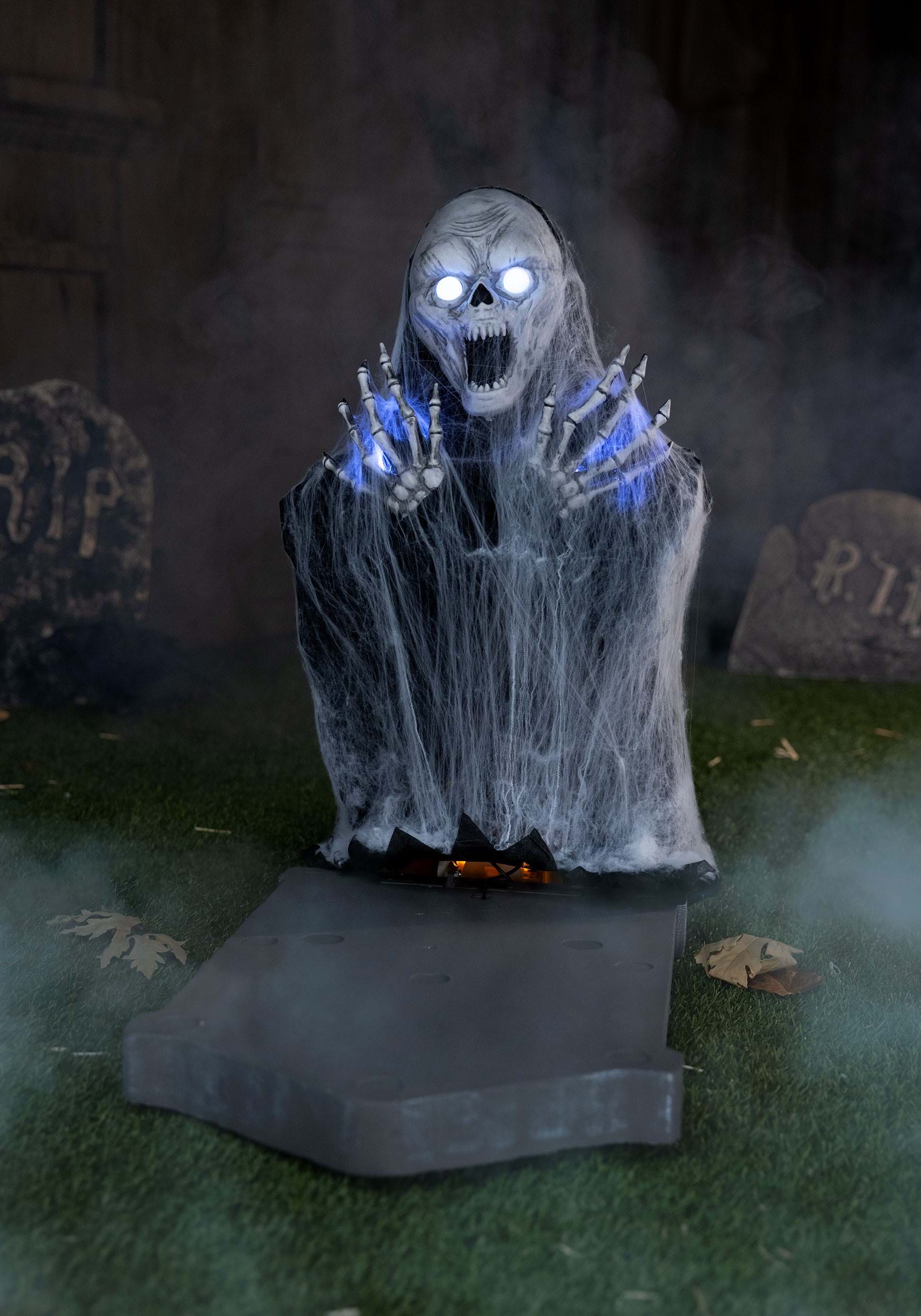 2.1FT Animated Jump Scare Skull and Tombstone Decoration - Tekky | Halloween Animatronics