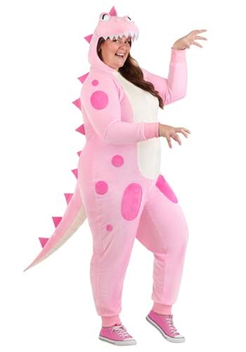 Plus Size Womens Pink Dinosaur Onesie Costume