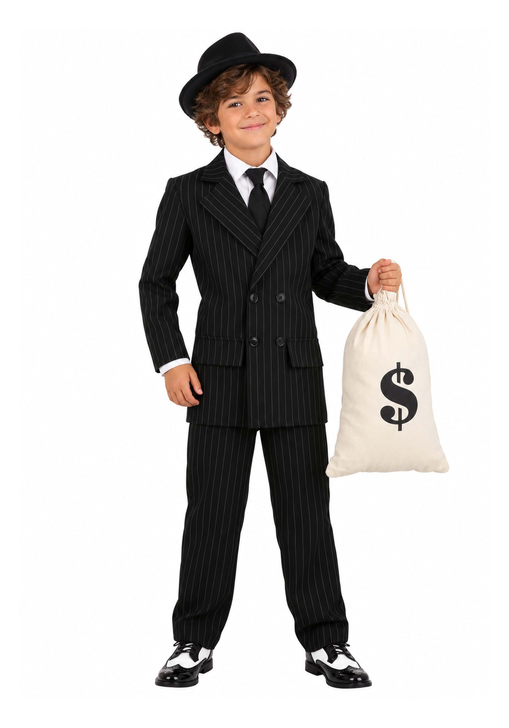 Pinstripe Gangster Suit Boy's Costume | Kid's Gangster Costumes