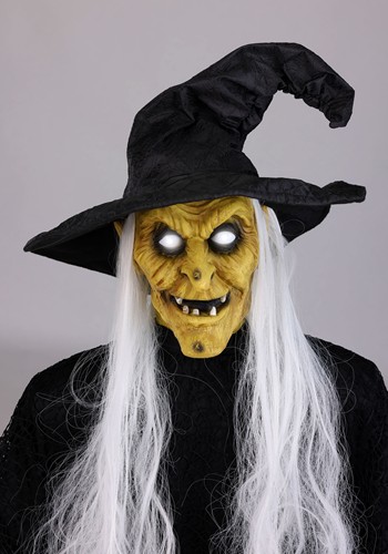 3.5FT Animatronic Seated Witch Holding Candy Bowl Decoration | Witch Decorations