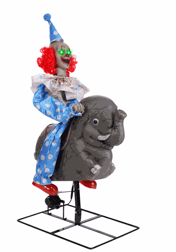 3.5FT Animatronic Rocking Elephant Clown Decoration | Halloween Animatronics