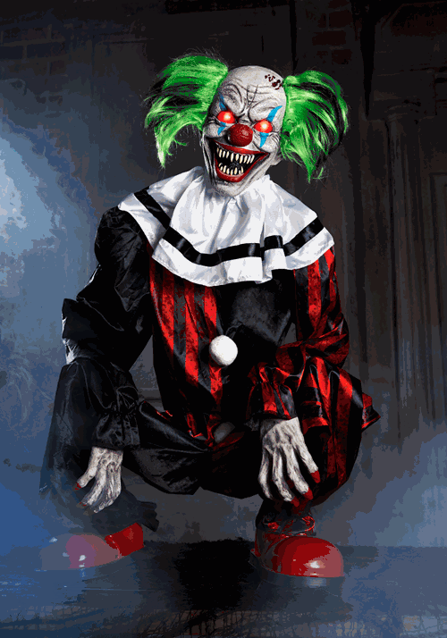 Crouching Clown Red Animatronic