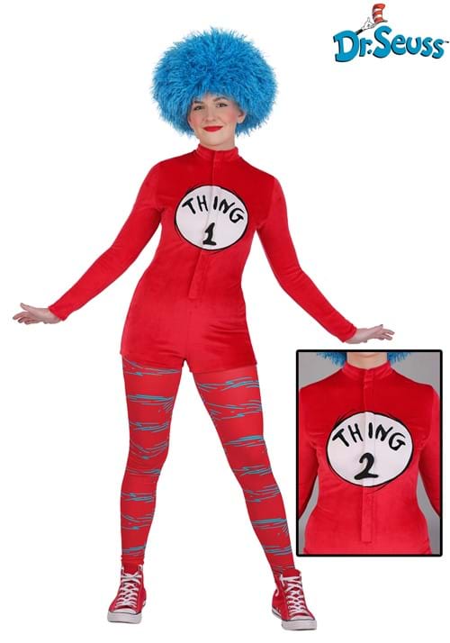 Adult Dr Seuss Thing 1 and Thing 2 Costume Romper