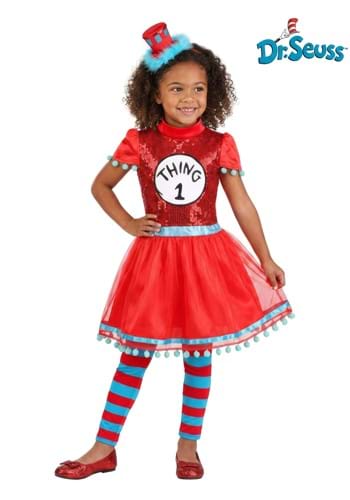 Girls Dr. Seuss Thing 1/2 Costume Dress New
