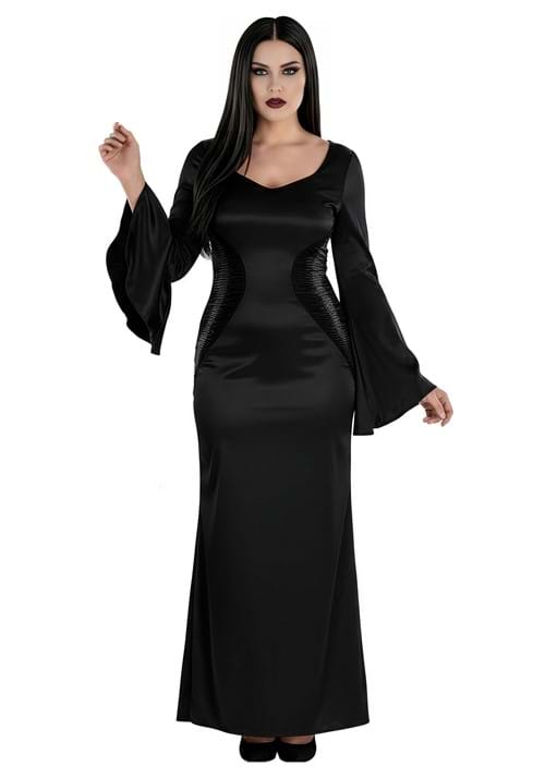 thumbnail image 2 of TIG Miss Darkness Costume – The Addams Family Morticia Fancy Dress – Halloween, Vampire Theme 2 of 6