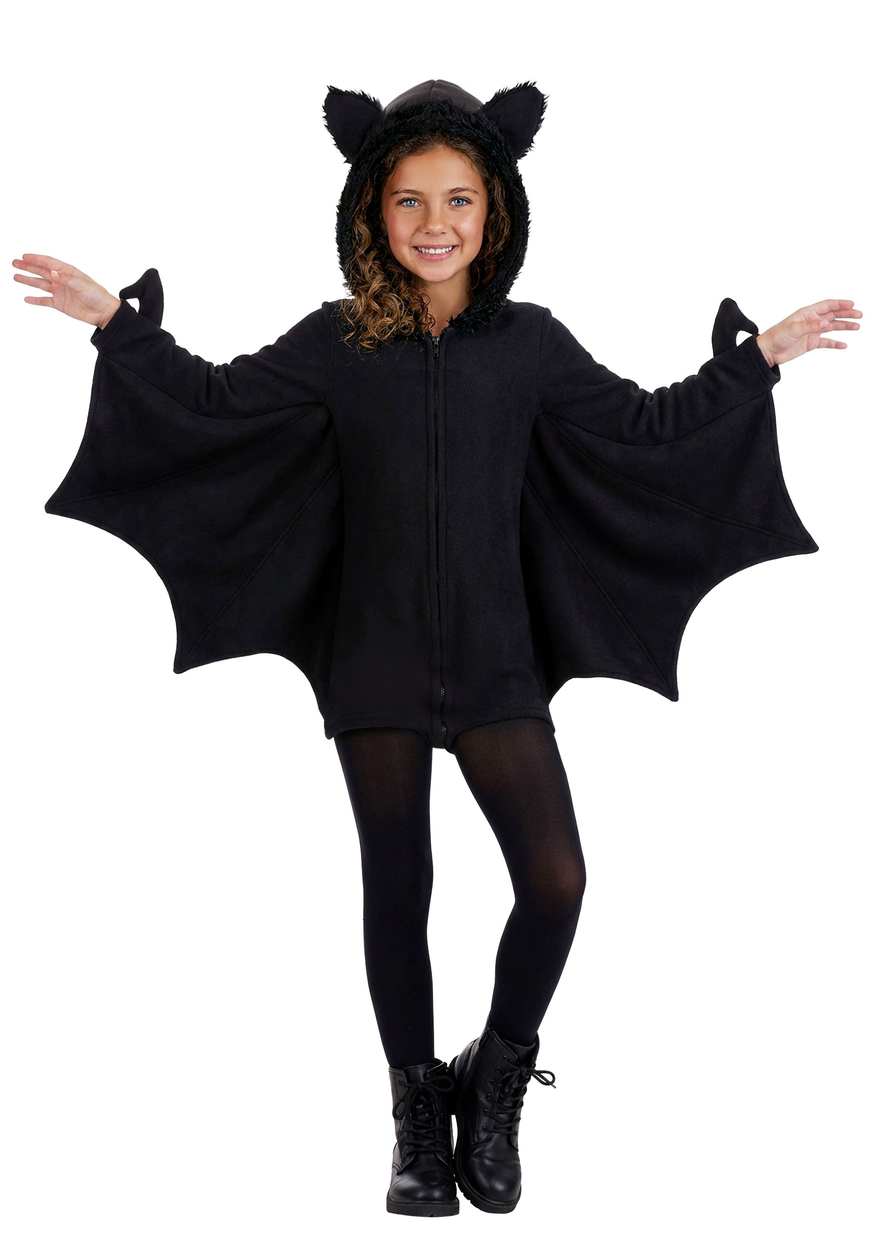 Girl's Cozy Fleece Bat Zip Up Dress Costume | Animal Costumes