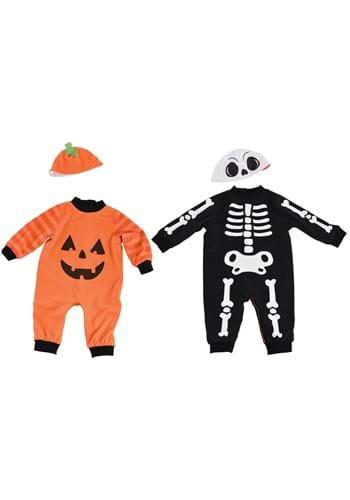 Reversible Skeleton Pumpkin Infant Onesie Costume