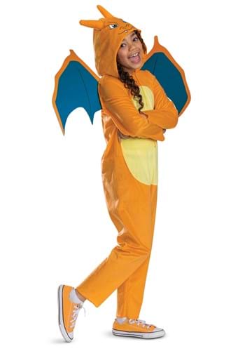 Kids Classic Pokemon Charizard Hooded Jumpsuit Alt 2