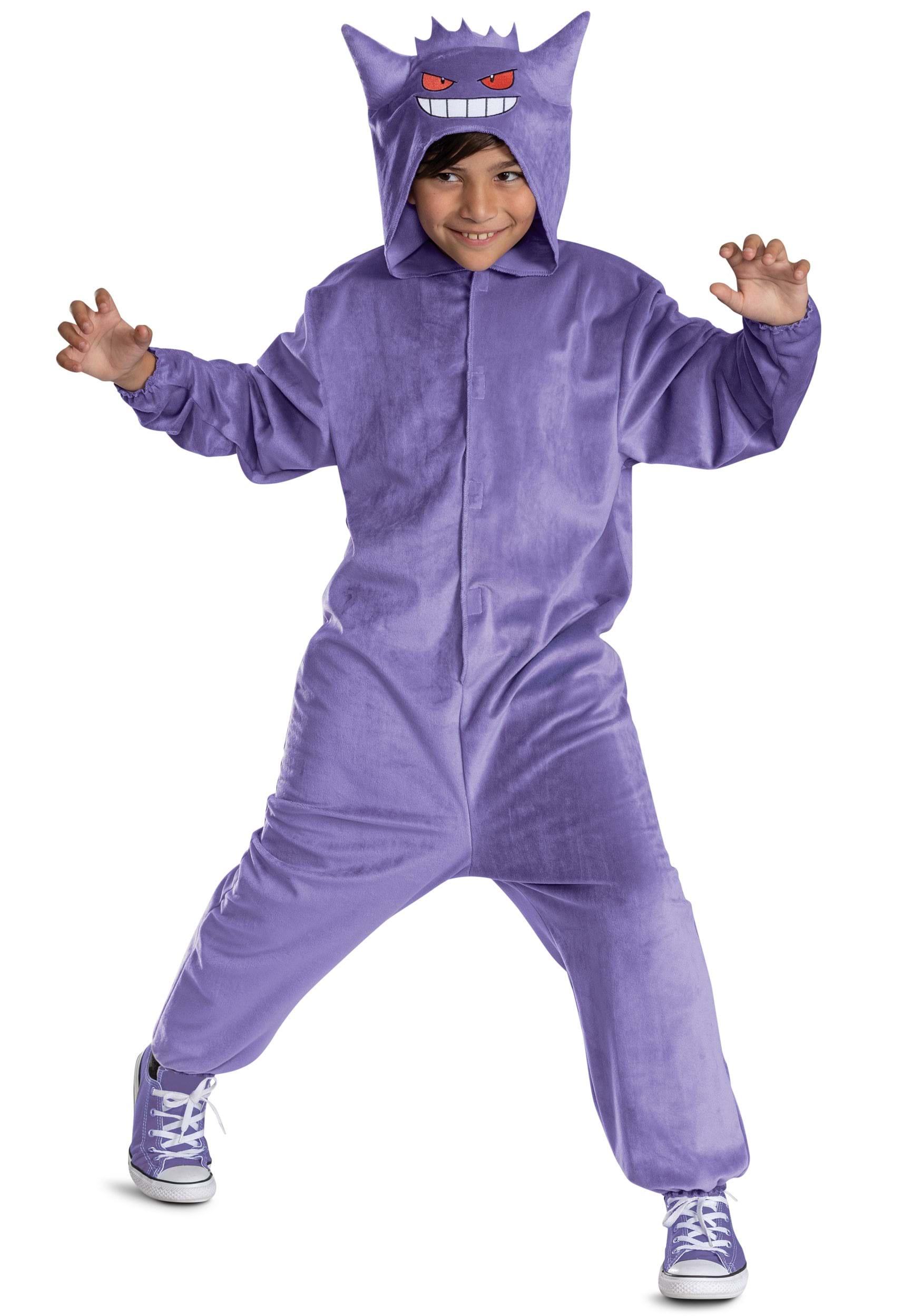 Deluxe Pokémon Gengar Hooded Jumpsuit Kid's Costume | Pokémon Costumes