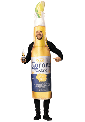 Corona Extra Bottle with Lime Costume for Adults | Beverage Costumes