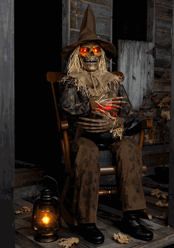 Swiping Scully the Seated Scarecrow Animatronic new