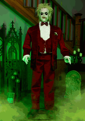 6FT Life Size Animated Beetlejuice with 2 Outfits Decoration