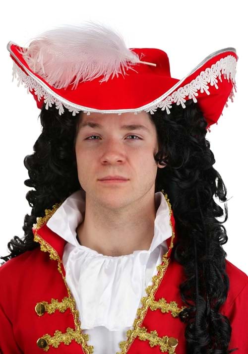 Red Pirate Costume Hat with Feather