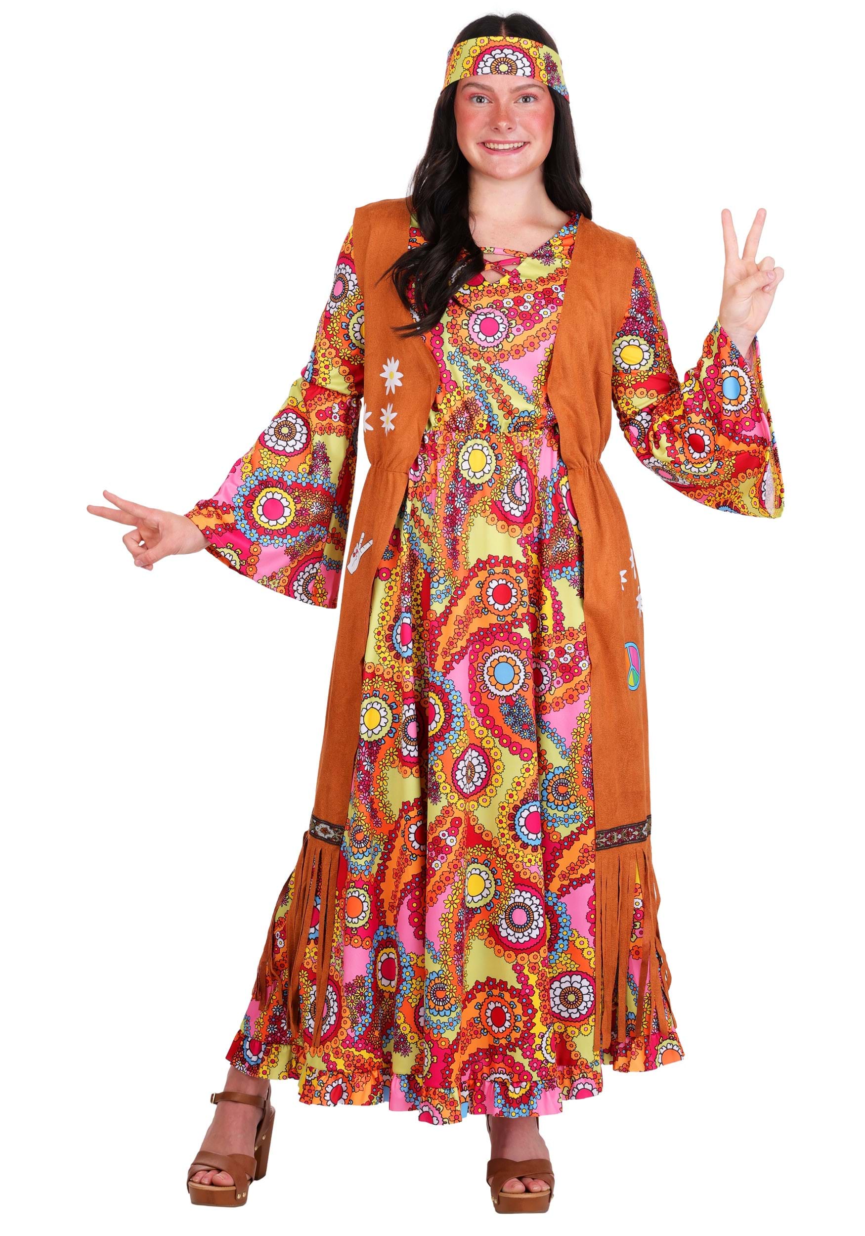 70s Woodstock Hippie Costume Dress for Women | Hippie Costumes