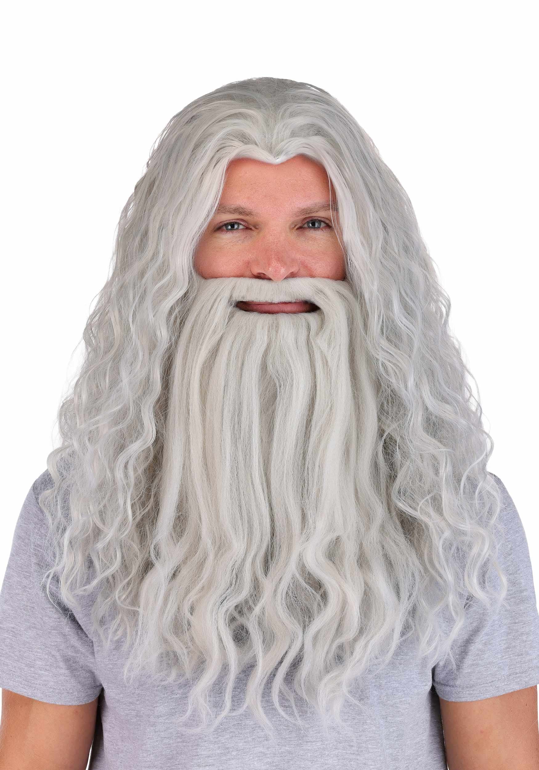 Men's Gandalf Lord of the Rings Costume Wig and Beard Set | Lord of the Rings Accessories