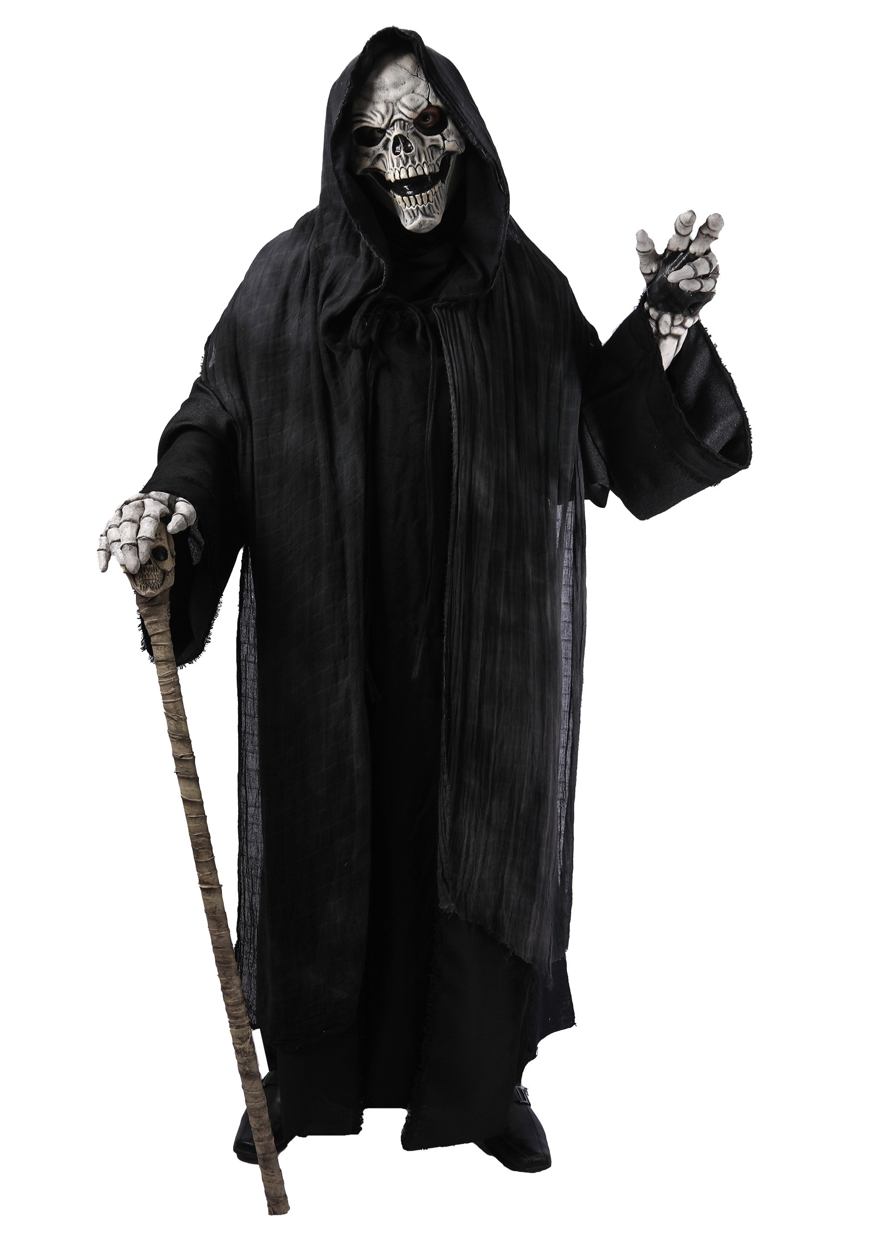 Adult Dark Reaper Costume Coat with Skull Mask and Skeleton Gloves | Grim Reaper Costumes