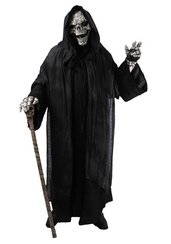 Adult Dark Reaper Costume Coat with Skull Mask and Skeleton Gloves | Grim Reaper Costumes