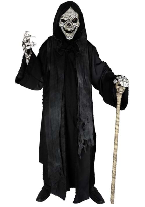 Adult Dark Reaper Coat w/ Skull Mask and Skeleton Gloves