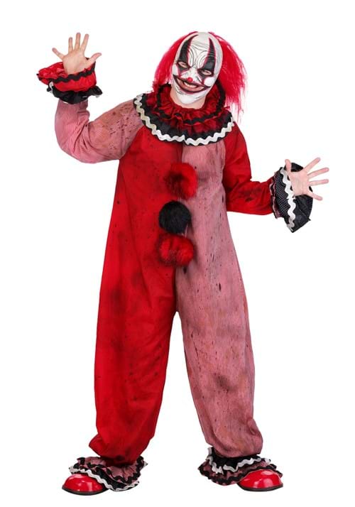 Adult Red Carousel Clown Costume with Mask