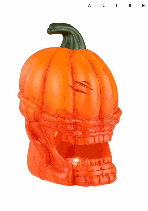 Orange Light Up Pumpkin Alien Halloween Decoration