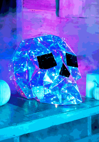 Geometric Iridescent Skull Decoration
