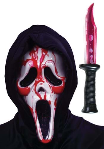 Ghost Face Bleeding Adult Mask with Knife Costume Kit | Scream Costumes