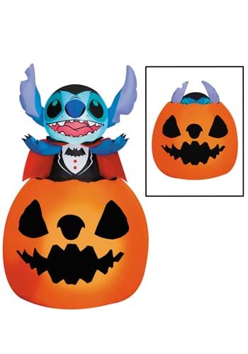 5FT Vampire Stitch in Pumpkin Inflatable Decoration | Disney Decorations