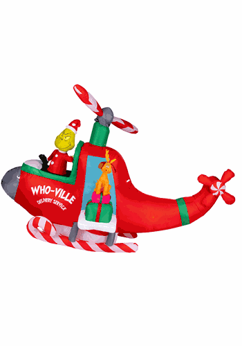 10FT Animated Inflatable Grinch in Helicopter Decoration | Christmas Decorations